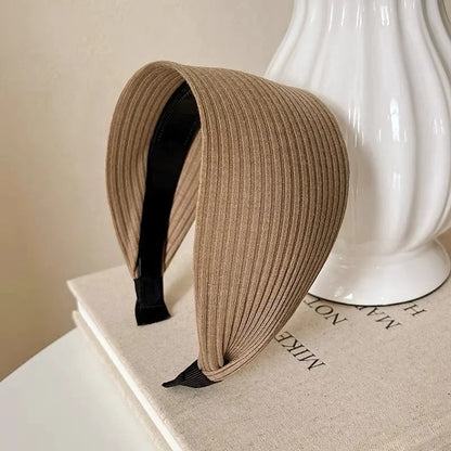 New Soft Wide Knitting Cotton Hairbands for Women Girls Korean Neutral Solid Turban with Teeth Head Band Headwear Accessories