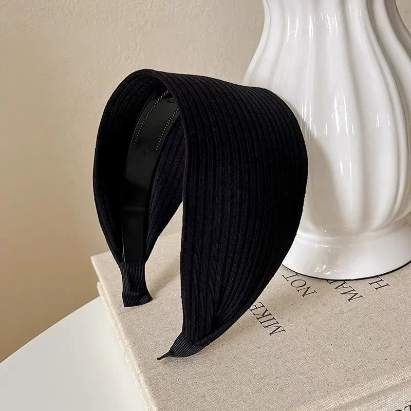 New Soft Wide Knitting Cotton Hairbands for Women Girls Korean Neutral Solid Turban with Teeth Head Band Headwear Accessories