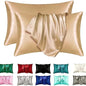 2pcs Satin Silk Pillowcase for Hair and Skin, Coral Pillow Cases Standard Size Set of Super Soft Pillow Case