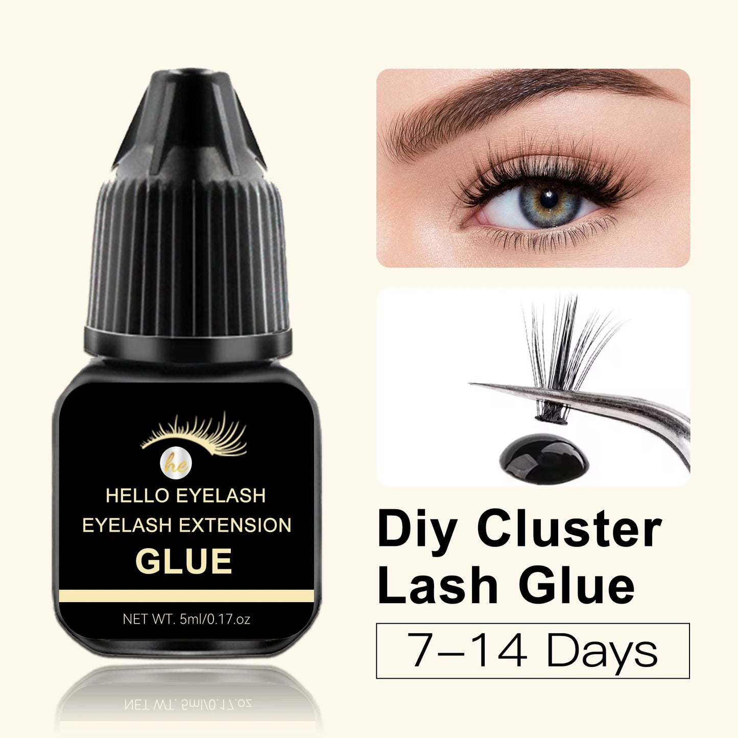 DIY 5ml Fast Drying Strong False Eye Lash Extension Glue Adhesive Retention 7-14 days Low Smell Mink Eyelash Glue at home