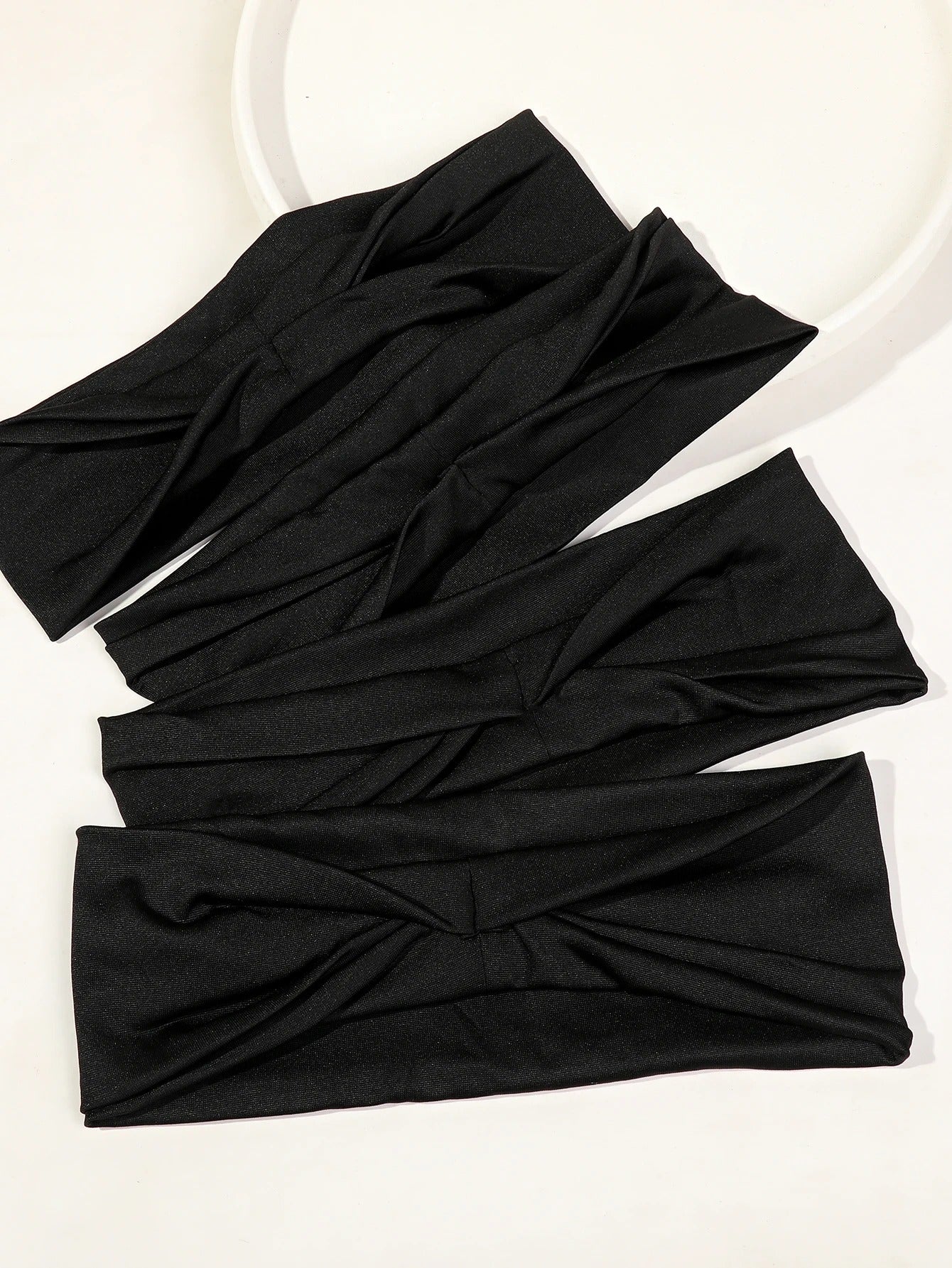 4Pcs Black Twist Knotted HeadBands Boho Stretchy Hair Band Non Slip for Girl Turban Plain Headwrap Yoga Workout Hair Accessories