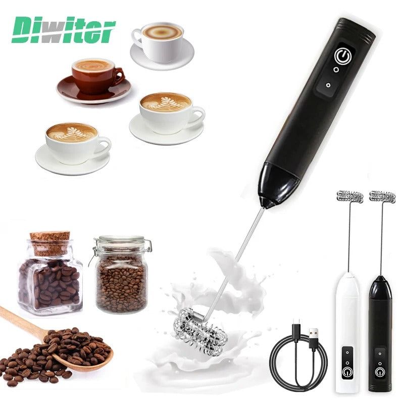 Diwiter Electric Milk Frother Handheld Egg Beater Foamer Coffee Maker Electric Blender Mixer Mini Portable Blender Kitchen Tool
