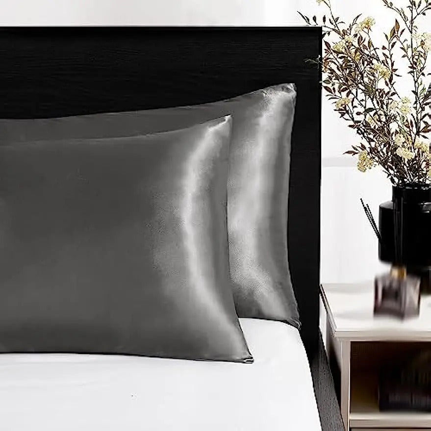 2pcs Satin Silk Pillowcase for Hair and Skin, Coral Pillow Cases Standard Size Set of Super Soft Pillow Case
