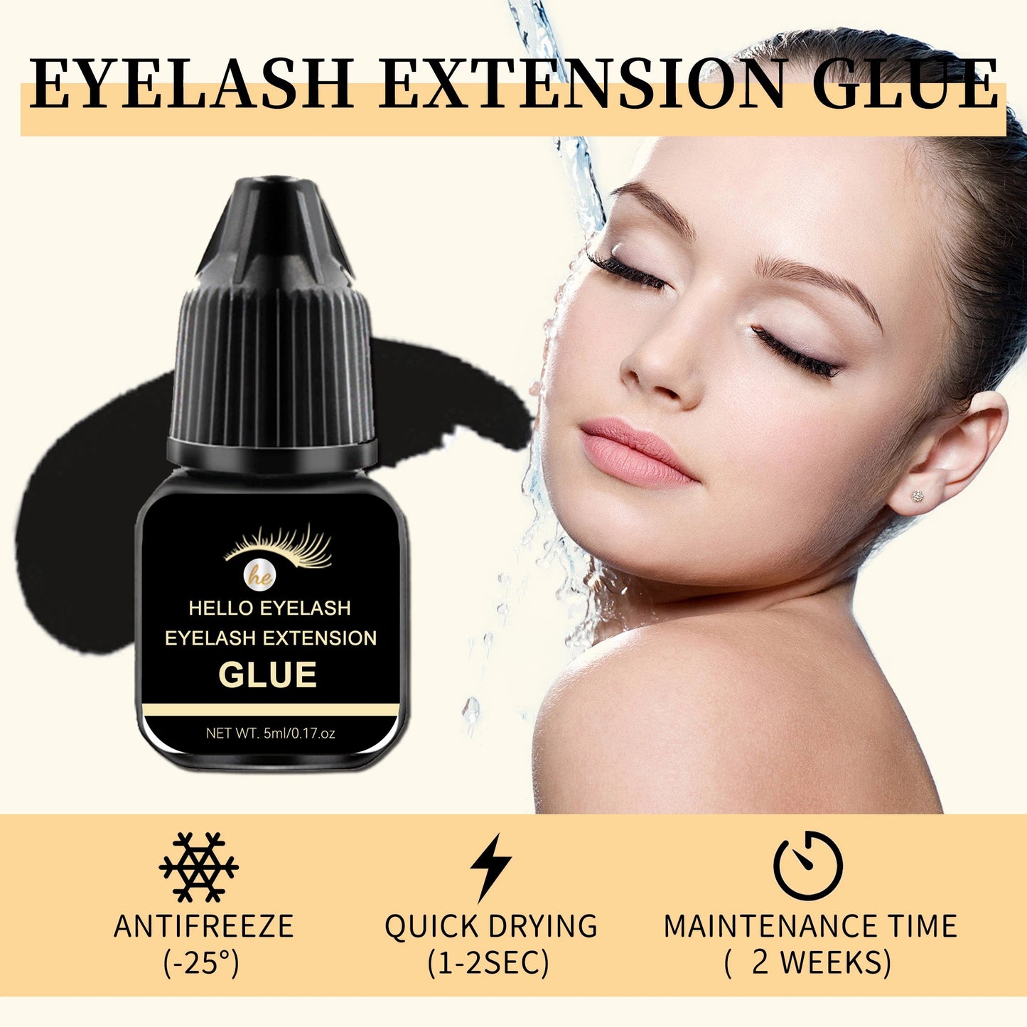 DIY 5ml Fast Drying Strong False Eye Lash Extension Glue Adhesive Retention 7-14 days Low Smell Mink Eyelash Glue at home