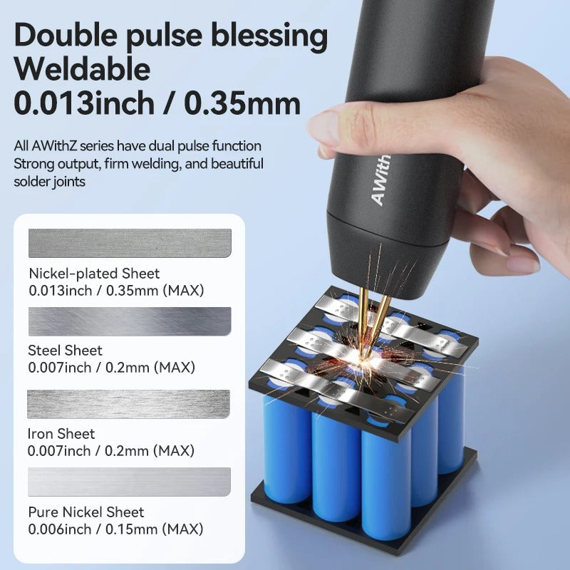 AWithZ 90 Gears Adjustable Spot Welder Portable Handheld Spot Welding Machine Energy Storage Spot Welding DIY for 18650 Battery