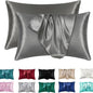 2pcs Satin Silk Pillowcase for Hair and Skin, Coral Pillow Cases Standard Size Set of Super Soft Pillow Case