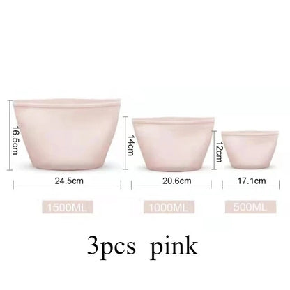 3PCS Silicone Food Storage Bag Reusable Stand Up Zip Bag Leakproof Containers Fresh Bag Food Storage Bag Fresh Wrap Ziplock Bag