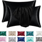 2pcs Satin Silk Pillowcase for Hair and Skin, Coral Pillow Cases Standard Size Set of Super Soft Pillow Case